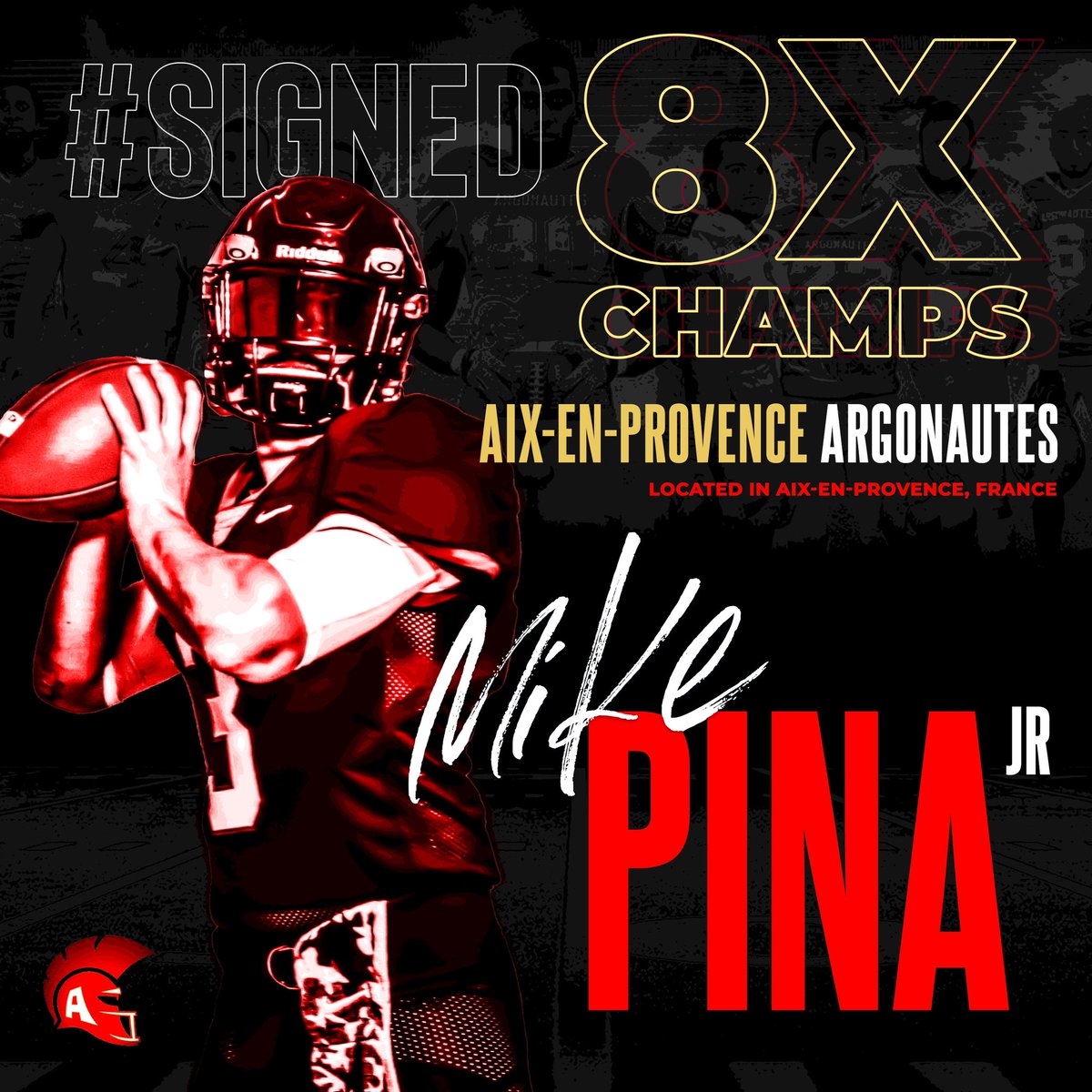 QB_Velocity's tweet photo. I am excited to announce that I have officially signed to play professional football for the Aix-en-Provence Argonautes! I want to thank everyone who has helped me get here. Looking forward to everything this new experience will bring. Go chase your dreams! 🇫🇷 #GoArgos https://t.co/kmudK5NiGr
