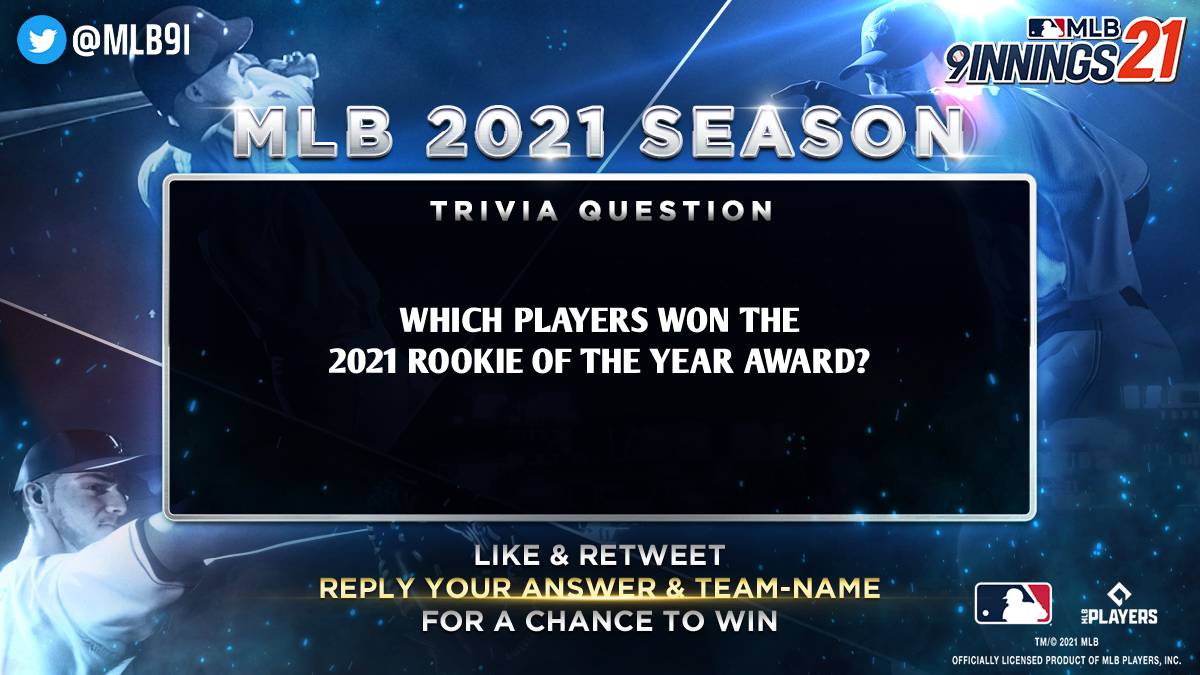mlb9i's tweet image. Hey Everyone!

It's time for some #MLB2021SeasonTrivia!

Like and Retweet this post with your Answer and Username for a chance to win a Team Selective Pack x1!

10 random winners with the correct answer will be chosen.

The event period is from 11/15 - 11/19 11:59 PM [ET].