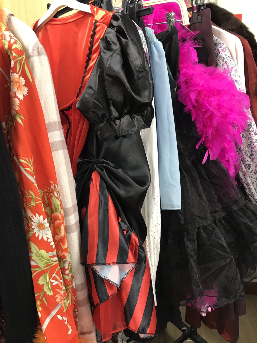 ElthamWardrobe's tweet photo. Preparation for our wonderful musical “Curtains” continues…42 male cast members fitted with jeans, cowboy shirts and 1950s costumes now it’s the turn of the girls; gingham, feathers, saloon dancers, and more 1950s glamour. A lot of costumes! Love it! https://t.co/GE96DxBaVx