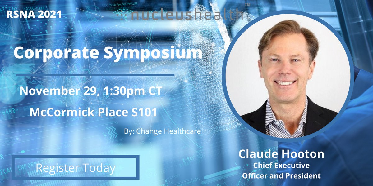 NucleusHealthIO's tweet photo. Please join us to watch Claude Hooton speaking at RSNA about strategies to consider when migrating to the cloud! #RSNA2021 #radiology

Link to register: 
https://t.co/uGoHHGoLs0 https://t.co/Hb3dS7oX4n