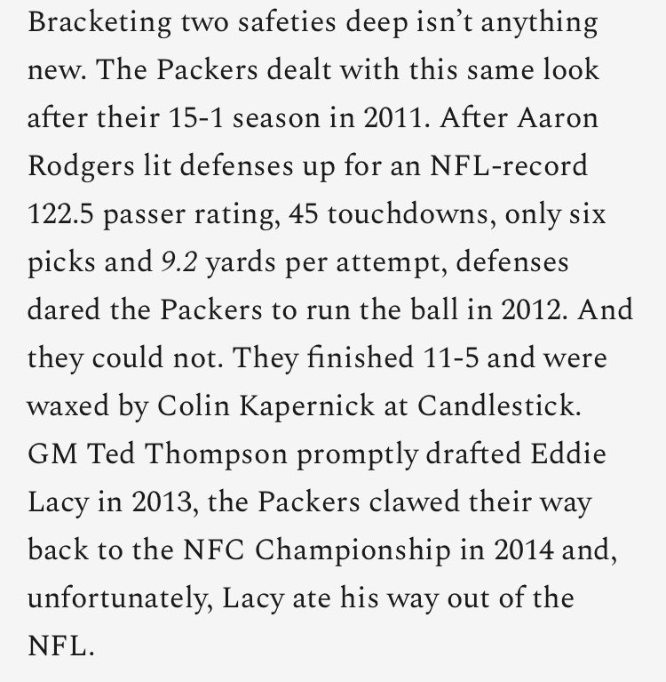 Great context here re: defensive counters to high flying offenses.  LOVED how physical those Niners team were. Willis & Bowman up the middle, Justin Smith & Aldon Smith on the line, Iupati, Staley, etc., clearing holes for Gore & Kaep… https://t.co/xmCGPgUxZ5 https://t.co/kmeQuyIFcy