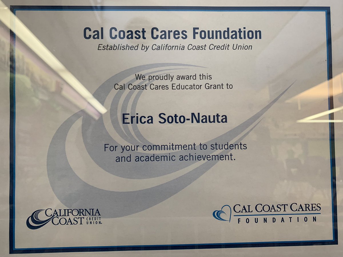 Thank you Cal Coast Cares Foundation <a href="/CalCoastCU/">Cal Coast Credit Union</a> for awarding me with a grant for Writers’ Corner! I’m looking forward to starting after the holidays and ending the session with an open mic night at Shelter Island! Yippee! 🎤 🔥 ✍️ #DePortolaMS #DProcks