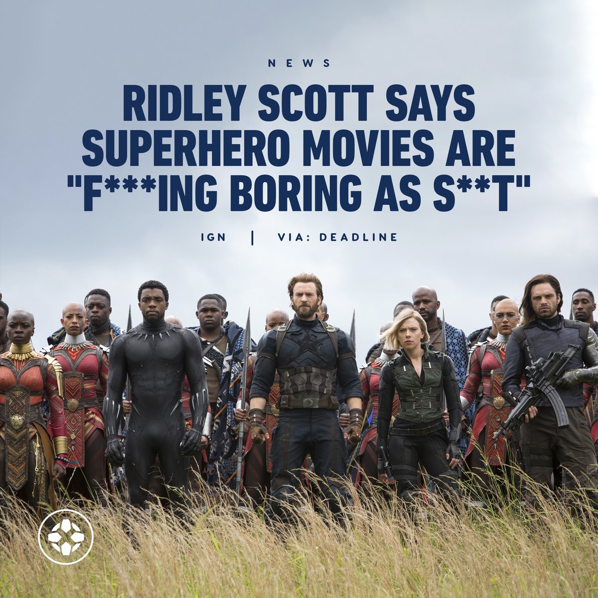 IGN's tweet photo. "[Superhero movie] scripts are not any f**king good... They’re mostly saved by special effects, and that’s becoming boring for everyone who works with special effects, if you’ve got the money." - Ridley Scott https://t.co/eO553d1i8i