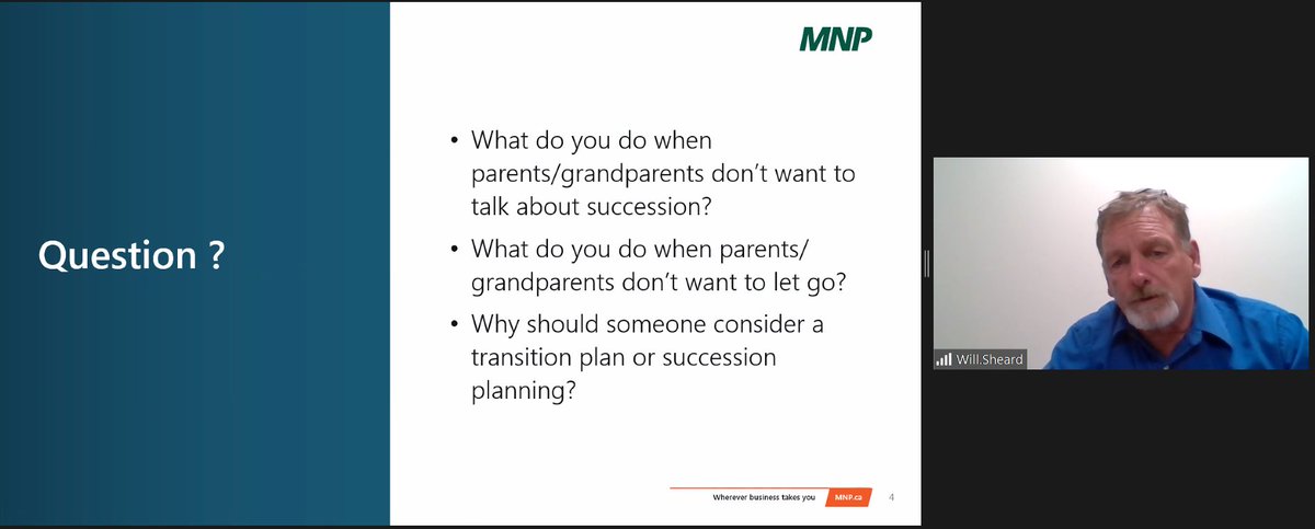 Sometimes the hardest part of the farm succession process is getting started. Larry Batte from @MNP_Ag shared some questions with #OYFF2021 attendees that are important to consider and ask yourself when beginning the planning process.