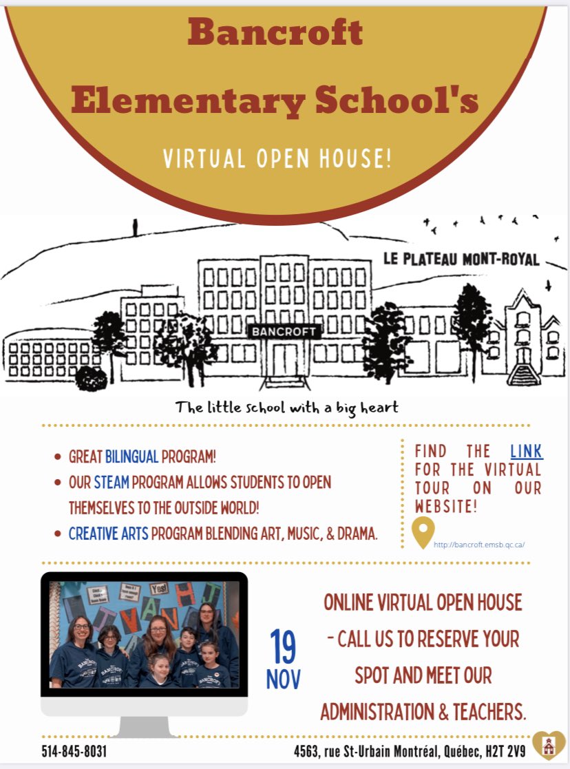 Our Open House date is out! #bilingual #emsb #montreal #weareeglishmtl #education #elementary
