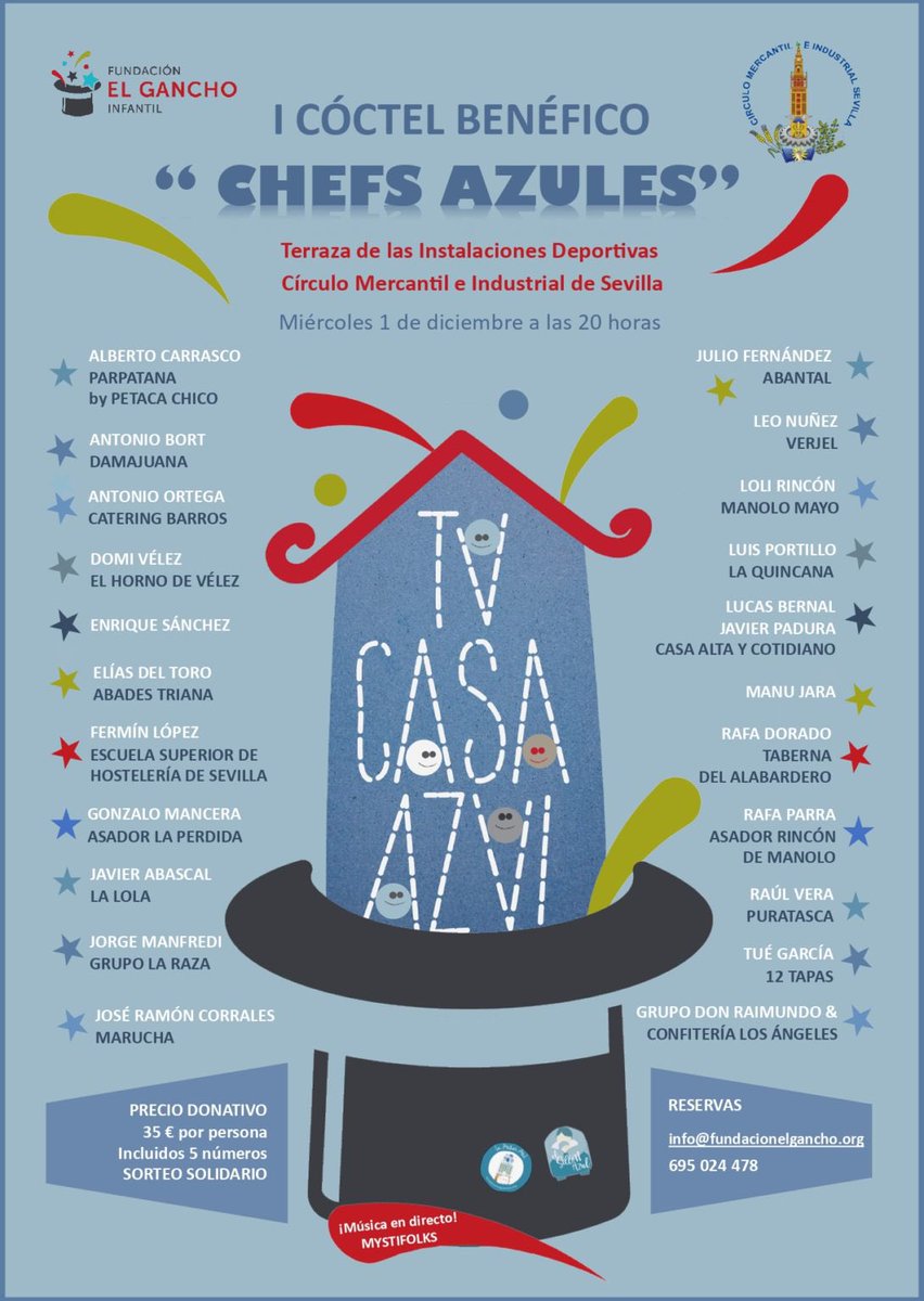 mesondraimundo's tweet photo. Compartir cartel con estos compañeros por un proyecto solidario nos llena de ilusión.
Nos vemos el 1 de diciembre a las 20:00 horas en @cmisevilla con @tu_casa_azul
#chefsazules #retosazules #fundacionelganchoinfantil
#PorlafuturaCasaRonaldMcdonalddeSevilla https://t.co/QWQ5ZNv8yv