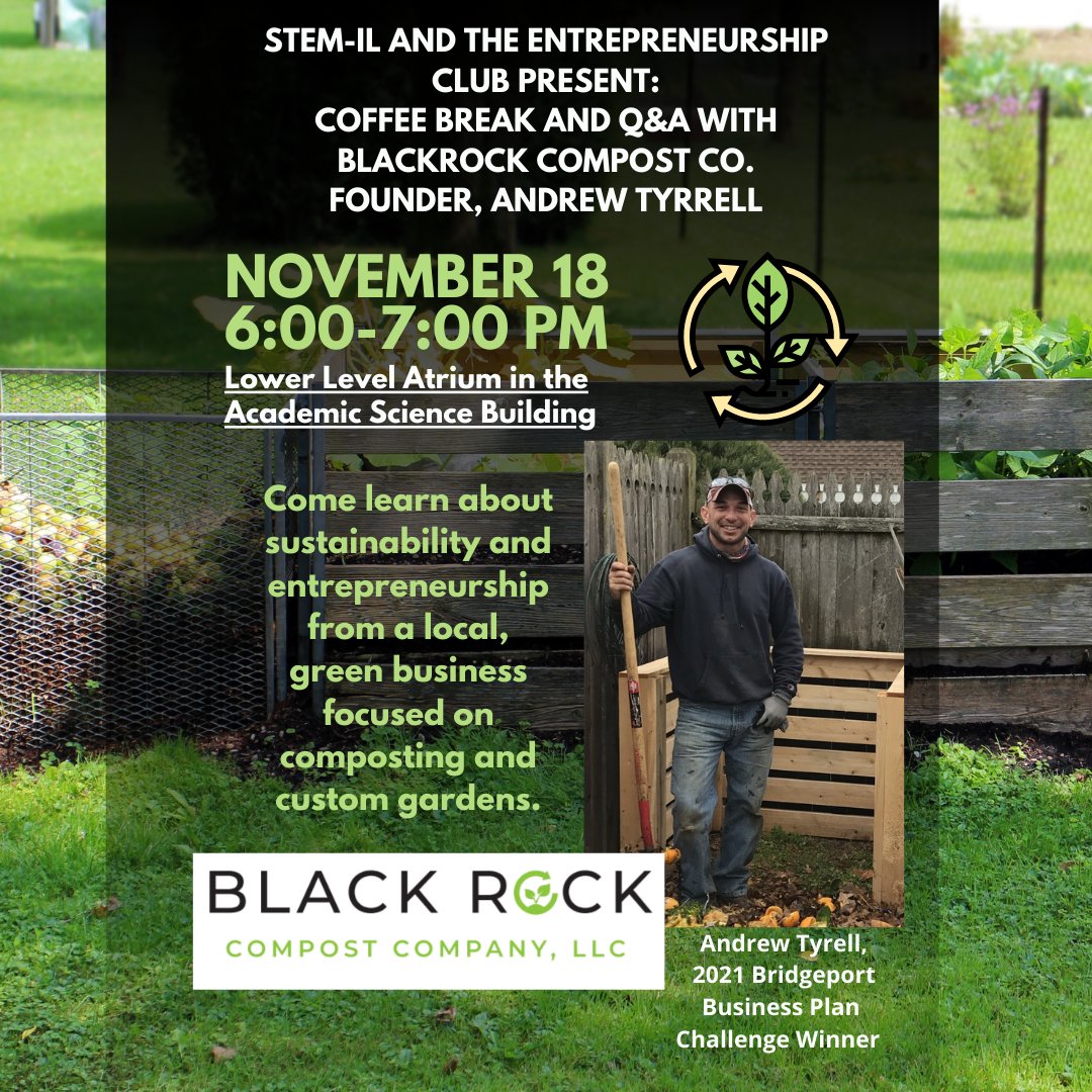 Don’t miss our ‘Coffee Break Series’ guest speaker Andrew, founder of Blackrock Composting Co! Join us Thursday, 11/18 from 6-7 for an engaging and resourceful talk!