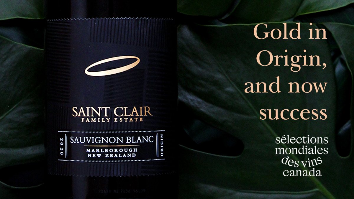saintclairwine's tweet photo. The Saint Clair Origin Sauvignon Blanc 2020 was recently awarded a Gold award at the Sélections Mondiales des Vins Canada 2021 🇨🇦
We're so proud to share a slice of New Zealand in this classic expression of a Marlborough Sauvignon Blanc 🥂
#saintclairwine #nzwine #SMVC https://t.co/DX21r9dh4u