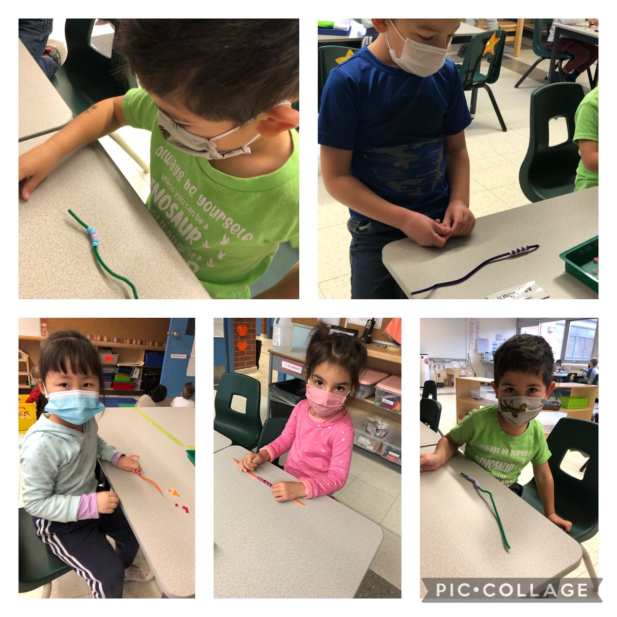grefrench's tweet photo. This morning, we worked on creating our own patterns!! Can you name our patterns?!?!@StGregoryOCSB #ocsbKinderMath https://t.co/75hGbMGmEo