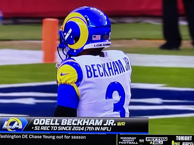 nflrums's tweet photo. #Rams Odell Beckham Jr. look in the new gear.
#RamsHouse #NFL #NFLTwitter #LAvsSF https://t.co/YRnXXI9whE