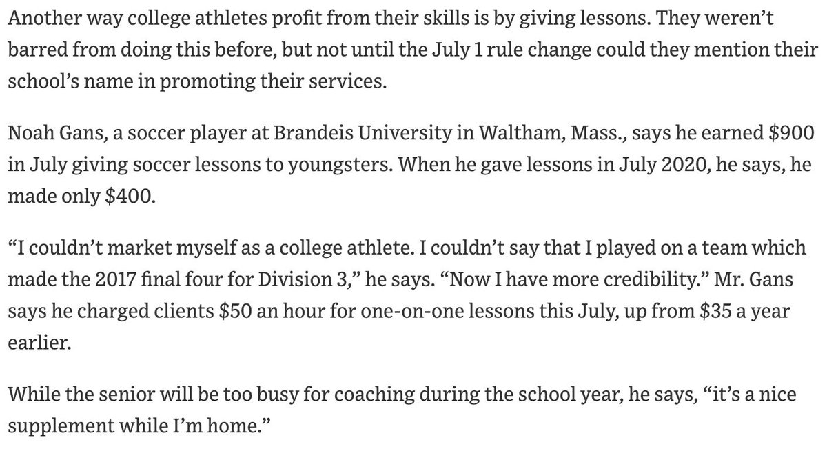 Noahgans98's tweet image. Excited to be featured in today’s @WSJ piece about college athletes in non-revenue sports capitalizing on their NIL

#nil #nameimagelikeness #ncaa #NCAASoccer #collegesports #collegeathlete #collegeathletics #wsj #wallstreetjournal
