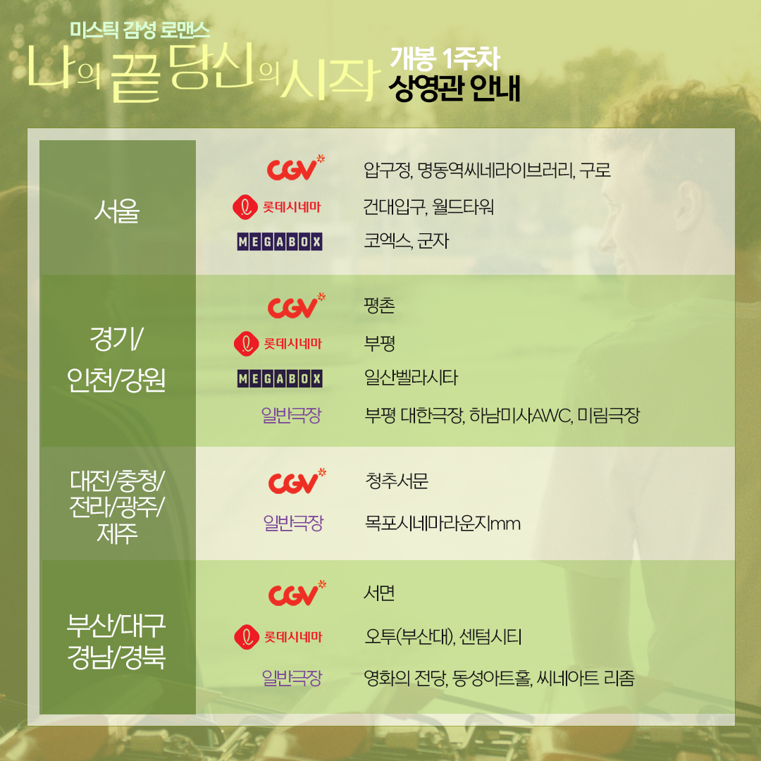 미스틱 감성 로맨스 <나의 끝, 당신의 시작> 개봉 1주차 상영관 안내 🎞️ 11월 18일 극장에서 만나요~✨ #나의끝당신의시작 #율리우스펠드마이어...