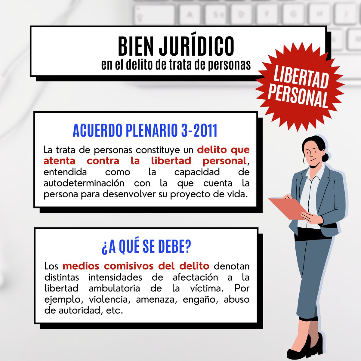 AC_IterCriminis's tweet photo. [INFOGRAFÍA]

¿Cuál es el bien jurídico protegido por el delito de trata de personas? ¿La libertad personal? ¿La dignidad? 

📍En la presente infografía, se responde a estas interrogantes.

#DerechoPenal #PUCP #Delitos #TratadePersonas
#CódigoPenal #LexCerta https://t.co/avwsdlhR1x