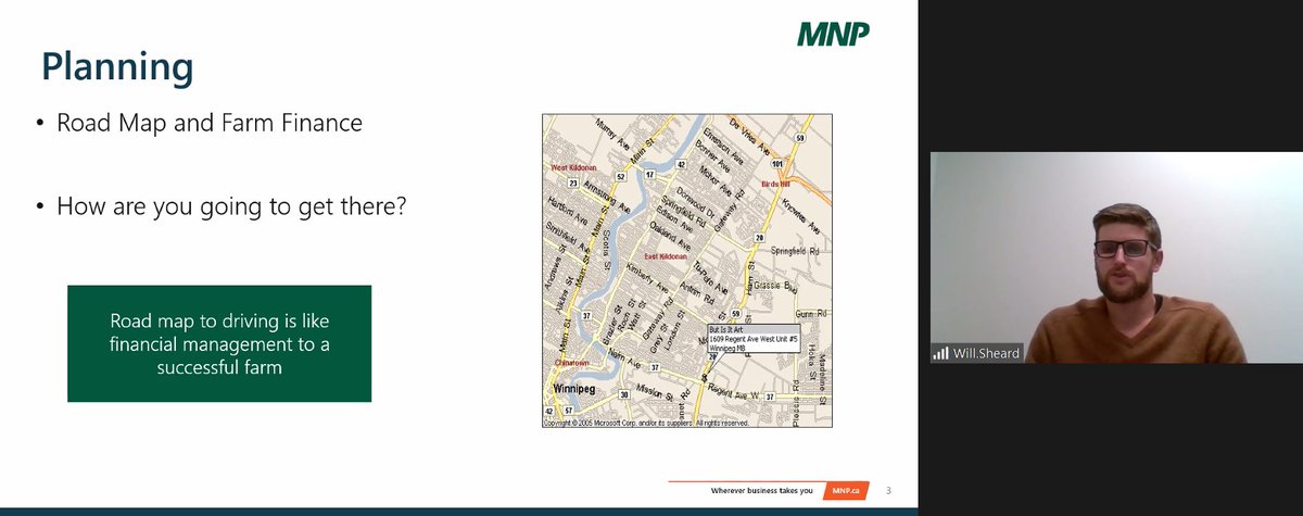 "A road map to driving is like financial management to a successful farm." - Will Sheard from @MNP_Ag shared with #OYFF2021 attendees the importance of planning.
