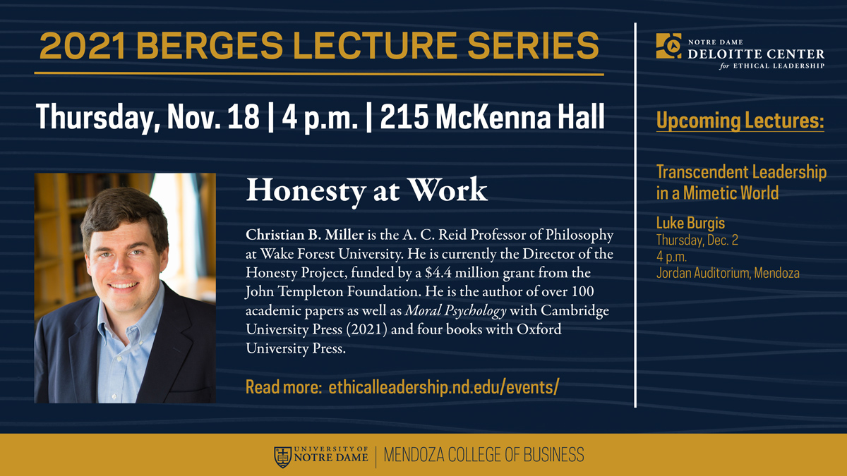 Very excited to deliver the Berges Lecture at Notre Dame this week! Looking forward to talking about my work on honesty and some of its implications for business. <a href="/Philosophy_ND/">Notre Dame Philosophy</a> <a href="/NDDCEL/">Notre Dame Deloitte Center for Ethical Leadership</a> <a href="/NotreDame/">University of Notre Dame</a> <a href="/templeton_fdn/">John Templeton Foundation</a> <a href="/olivertraldi/">Oliver Traldi</a>