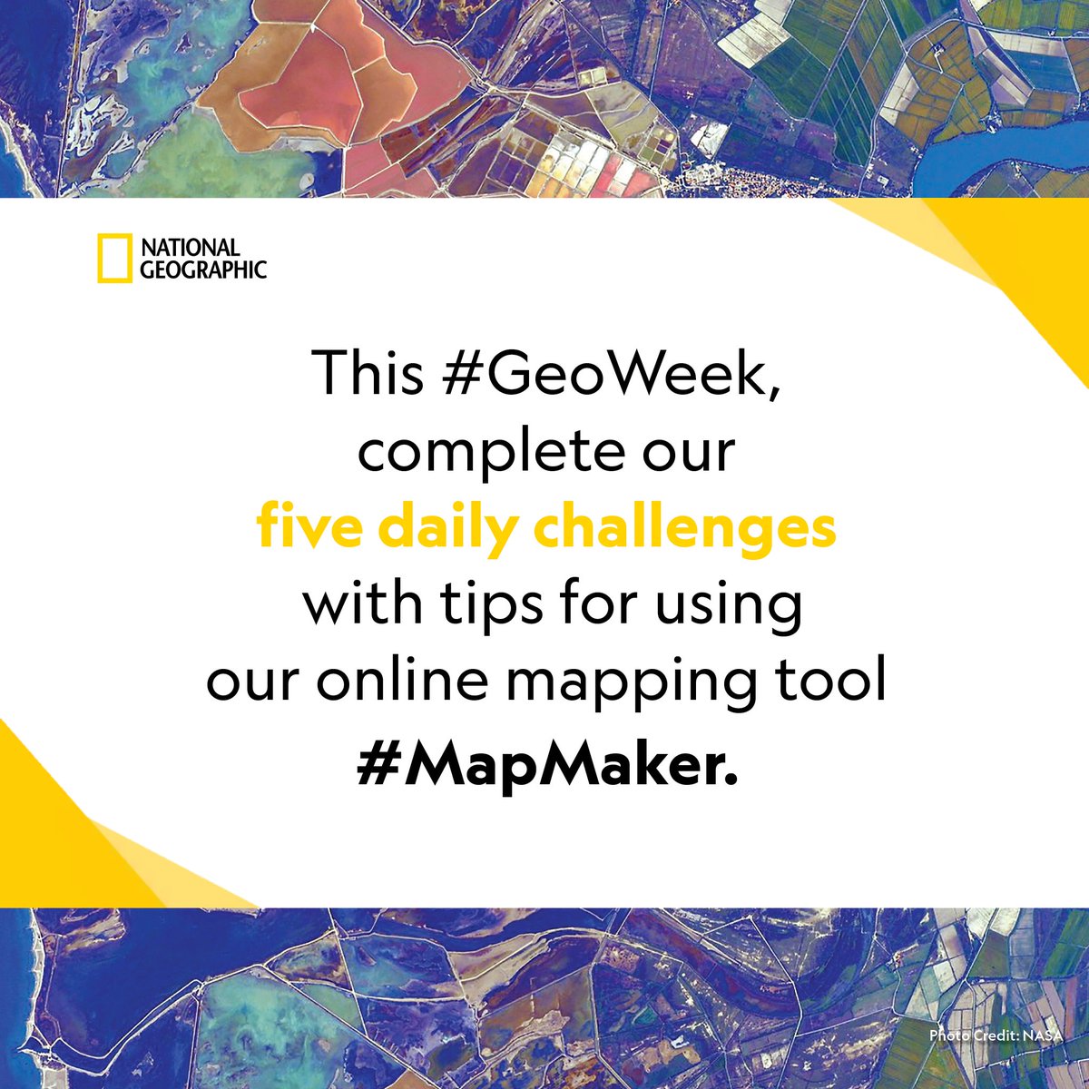 NatGeoEducation's tweet photo. Start your journey as a mapmaker! Follow the adaptable #MapMaker daily challenges and declare your achievement tagging @NatGeoEducation so that we can celebrate your learning. https://t.co/s3qzvFOo0S