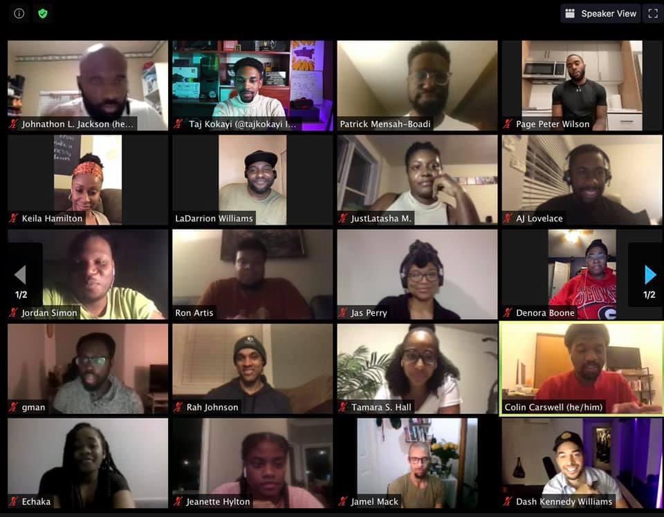 Happy one year anniversary <a href="/blkwriterszoom/">Black Writers Zoom</a>