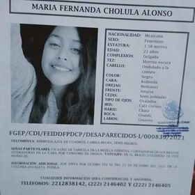 JCarlos_Valerio's tweet photo. #ServicioSocial II Solicitamos su ayuda para localizar a María Fernanda Cholula Alonso de 21 años de edad. Desapareció el 17 de octubre en Zavaleta. #Puebla https://t.co/JGtpyiJqnK