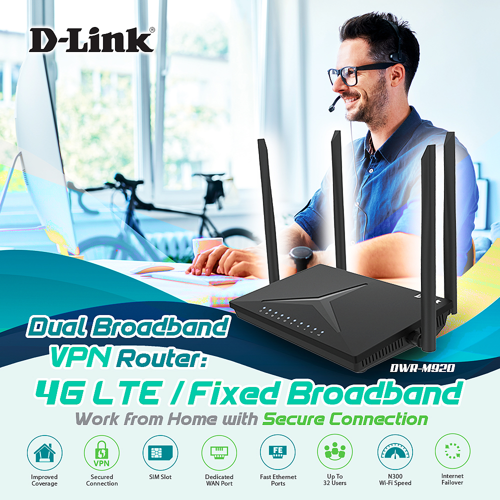 dlinkph's tweet photo. D-Link Dual Broadband VPN Router. DER-M920
You may pre-order in Shopee: https://t.co/at271gd8q3
#DWRM920 #Dlink #DLinkPh #4GLTE #WorkFromHome https://t.co/1r2CMFYM48