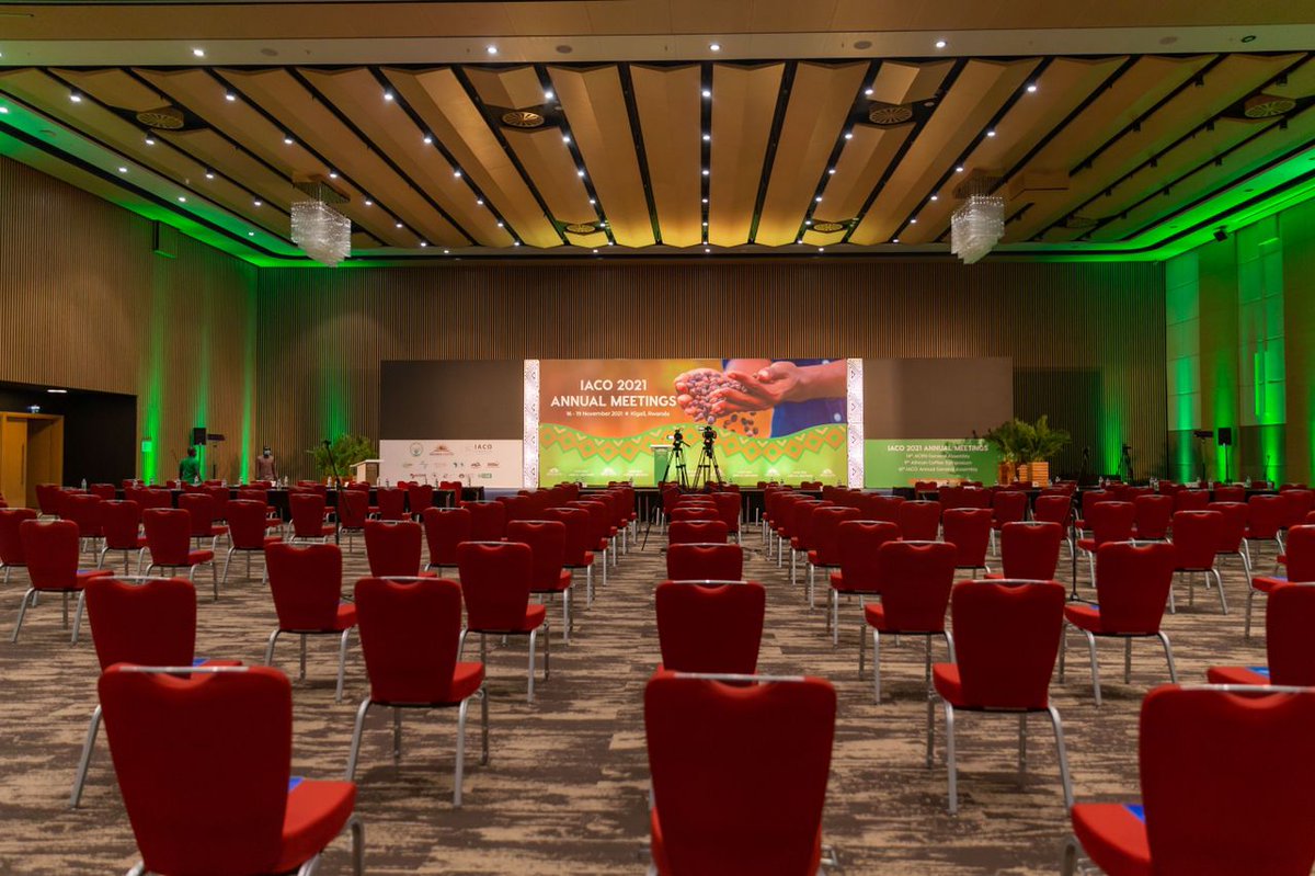 Rwanda_Coffee's tweet photo. We are set! Join us from 9am for the official opening of the #IACO (@coffee_partners) annual meetings. Join us for the 61st General Assembly, the 9th African Coffee Symposium &amp; the 14th African Coffee Research Network General Assembly. @RwandAgriExport  #AfricaCoffeeMeet2021 https://t.co/akPzZKXrbt