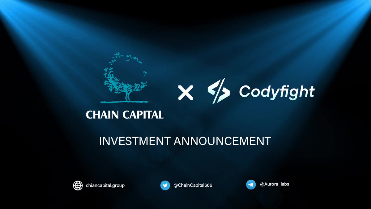 ChainCapital666's tweet photo. 👉We are proud to announce our investment in @codyfight ,which is a revolutionary P2E gaming.
It is an AI vs. Human competition metaverse where unique pre-programmed robots with custom NFT skins confront each other in engaging battles of wits and logic of their owners.🎉🎉 https://t.co/iRh6xsuUf2