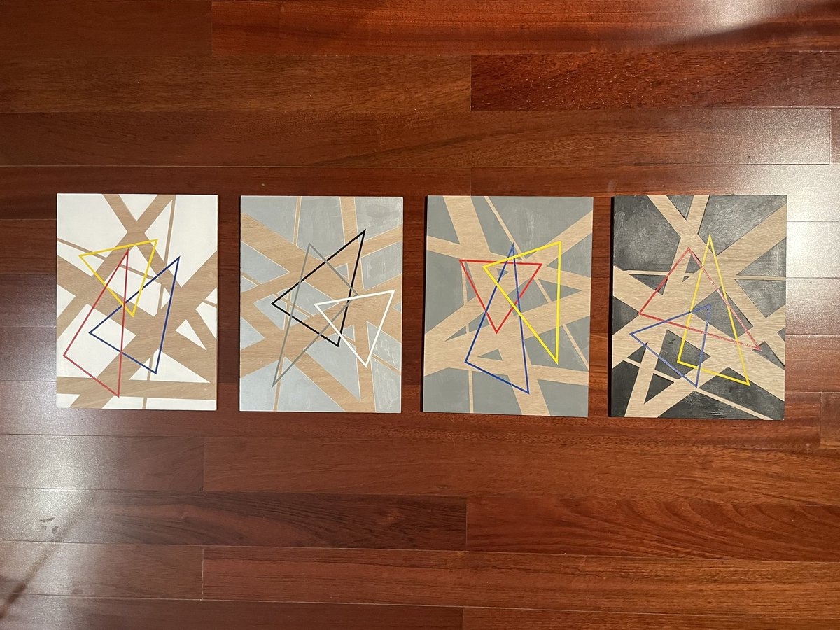 monikastolar's tweet photo. Another rainy Raincouver day, another art project. 👩🏼‍🎨🎨🌧 #abstractpainting #MonochromeMonday #abstract #geometry https://t.co/dK2NNUpO4O