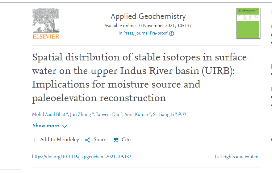 AadilBhatPhD's tweet photo. Our latest research paper has been published in Journal of Applied Geochemistry.
https://t.co/R5ncDDW3O5
#AppliedGeochemistry #elsevier #stable isotopes #Indusriver https://t.co/8nsZGjMCgn