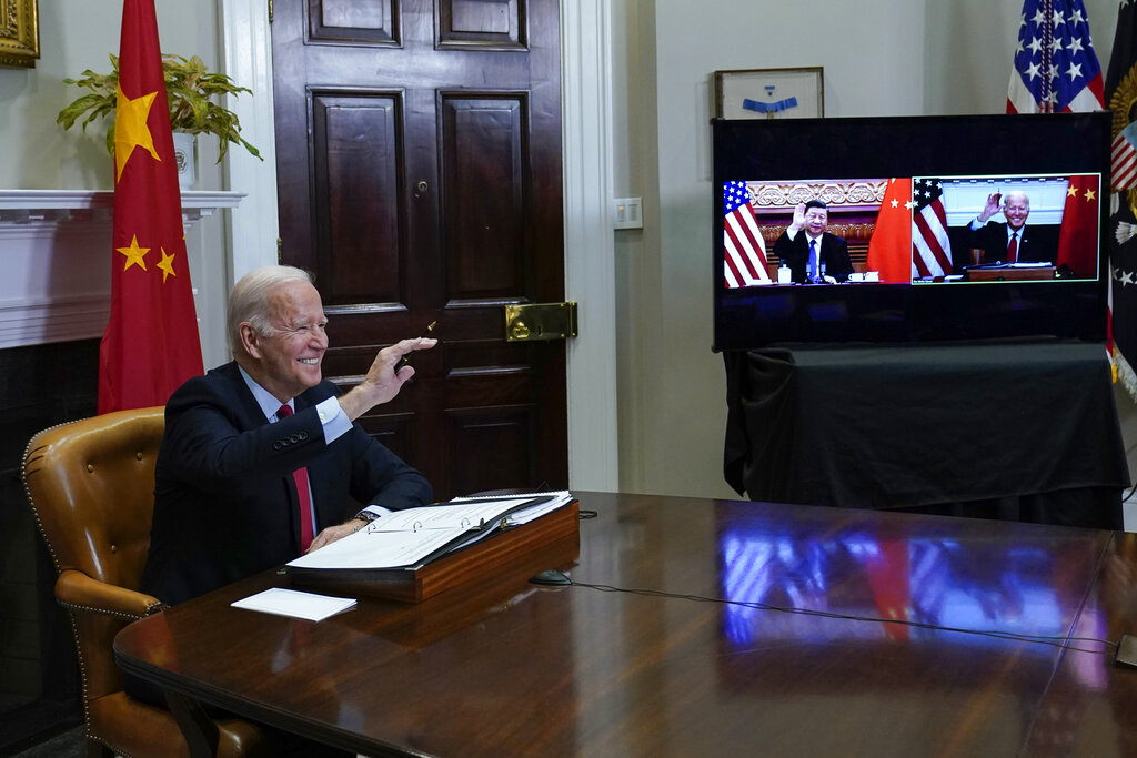 Biden and Xi Jinping's first formal meeting falls online. Biden thanks Xi for congratulating him when he became President and Xi greets Biden calling him “my old friend”. #BidenXiSummit #Biden #USChina