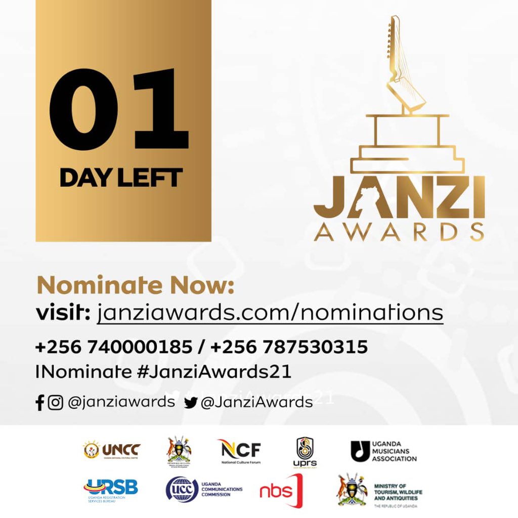 UgOneFest's tweet photo. Many partners have come on board to bring to us the #JanziAwards21 . Have you nominated your celebrities yet?? Please tap on this link to do so.
https://t.co/DR9r2IpA9X

Remember only 1 day remaining 
Cc @UCC_Official @URSBHQ https://t.co/PiPKkTn04Z