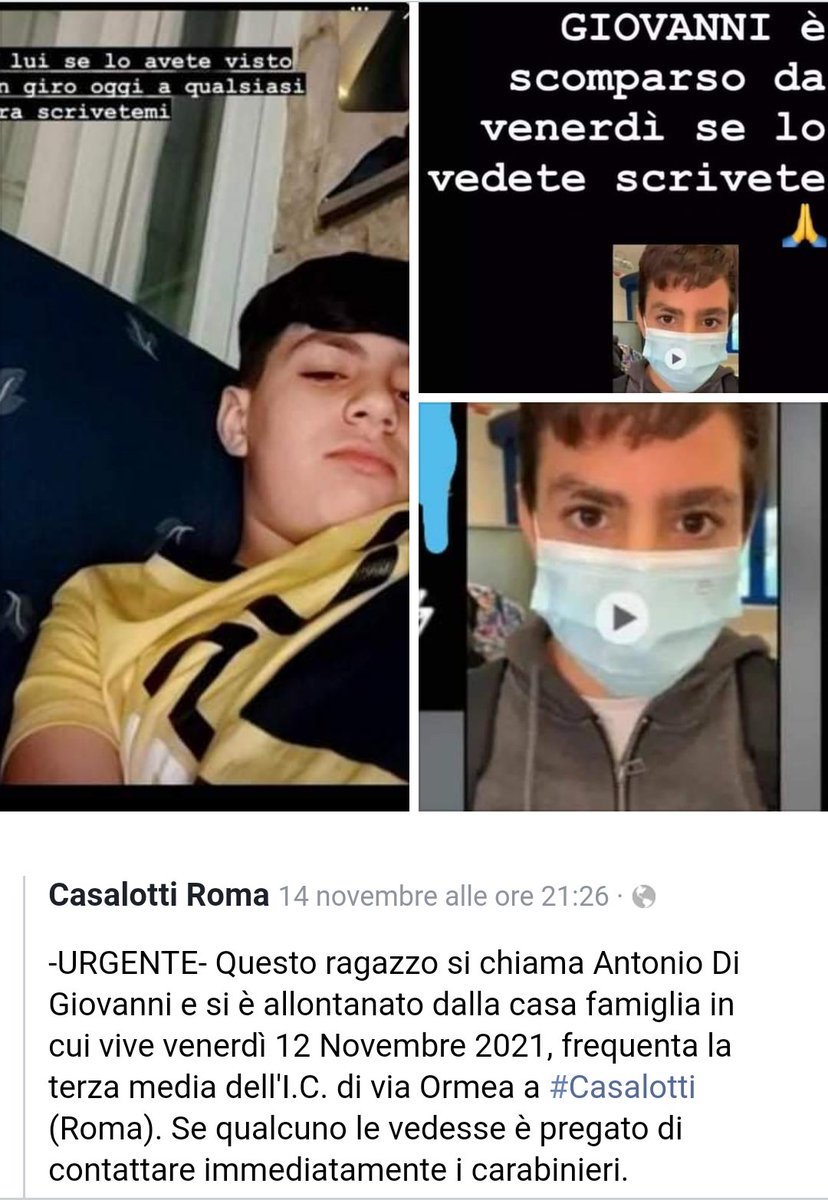 Scomparso da venerdì scorso. Ultimo avvistamento ad Anagnina