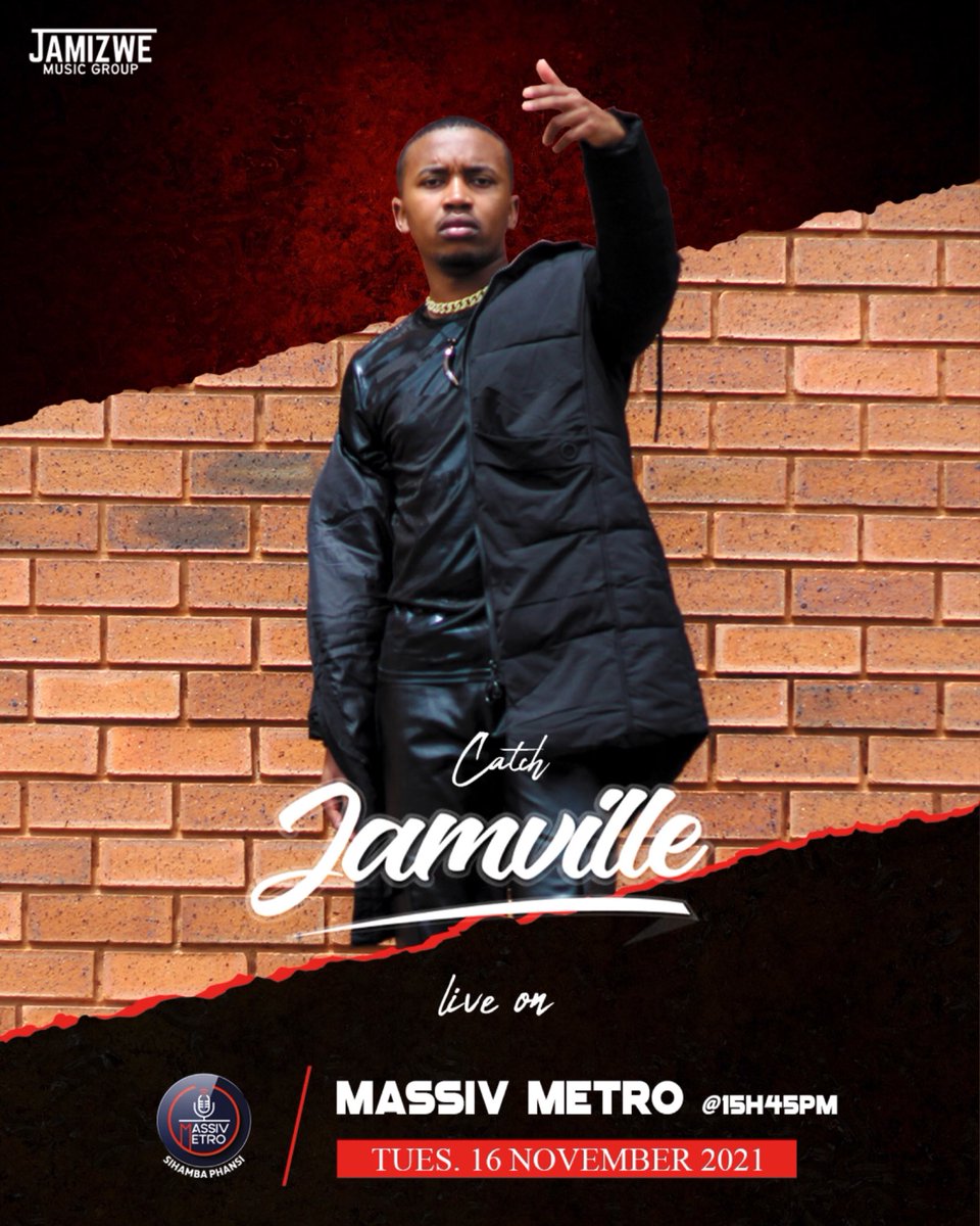 jamizwe's tweet photo. Catch @Jamville150 on @MassivMetro_SA today, 15:45 #zolabudd #ingoma #amehlo #newbalance #news #musicvideo #pr https://t.co/tajmc8LAQ7