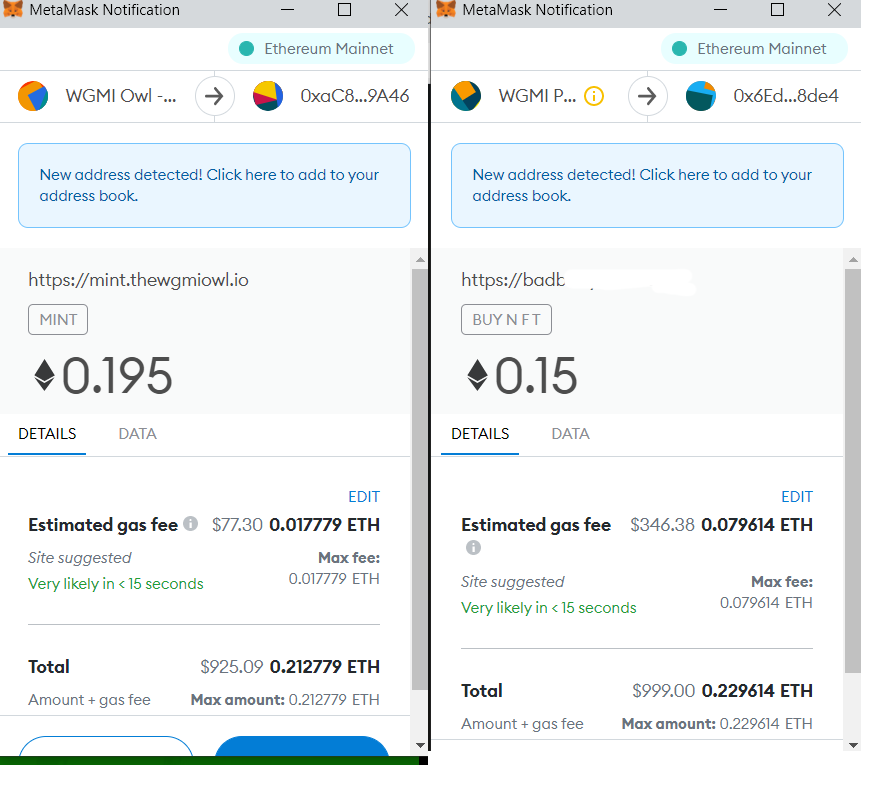 Owls are true to their words - Insane gas fee savings🔥🔥🔥

Well price for 3 mints vs some other project in space. Our Devs really killed it :) 

#WGMIOWL #LowGasMint #NFTCommunity #nftcollectors #NFTs
