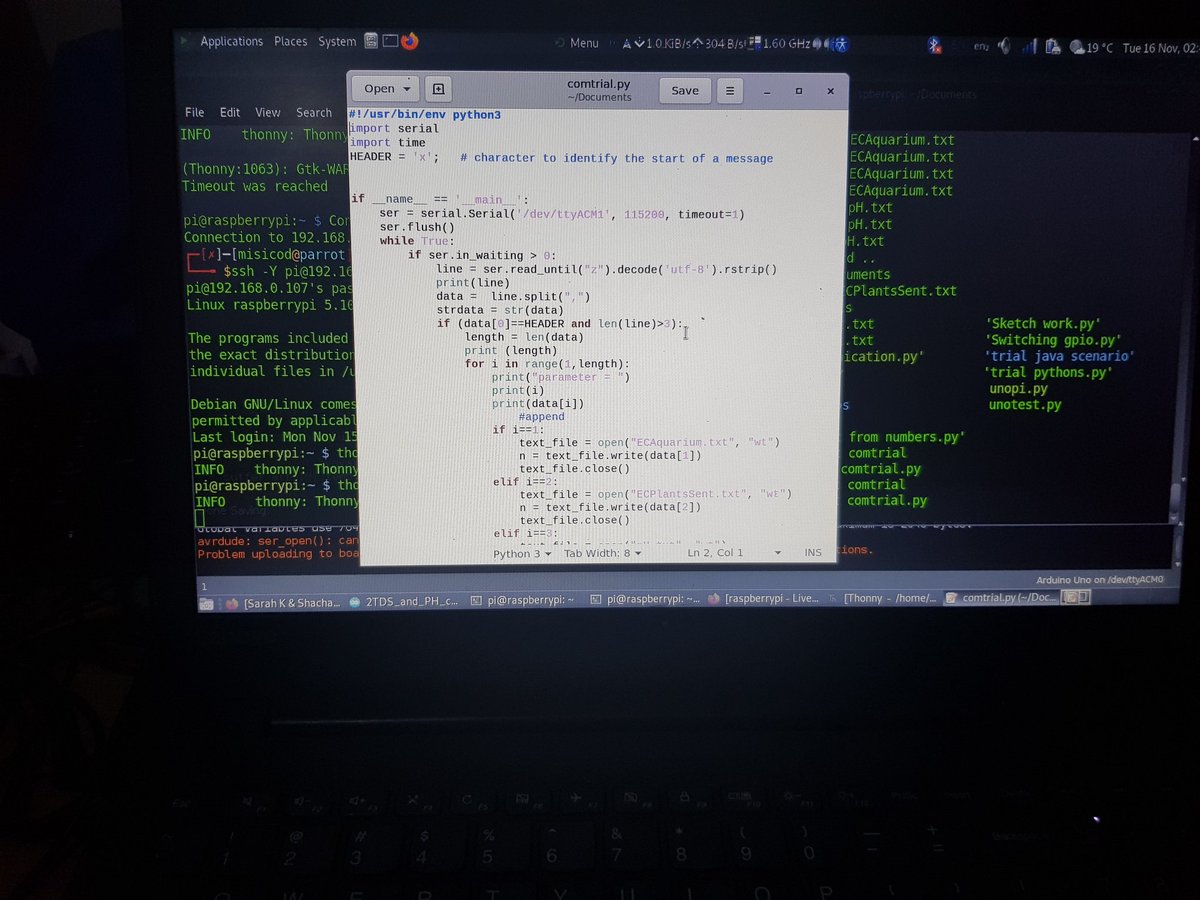 Tech_knowlegde's tweet photo. A snippet of the code, the below code sends multiple sensor data from arduino to pi serially and sends each sensor data to individual files that can be accessed through running a bash command. This is works better with @mycodo.#IoT #IoTinAquaponics #programming #JkuatTechExpo11. https://t.co/ZJKVOAWDGt