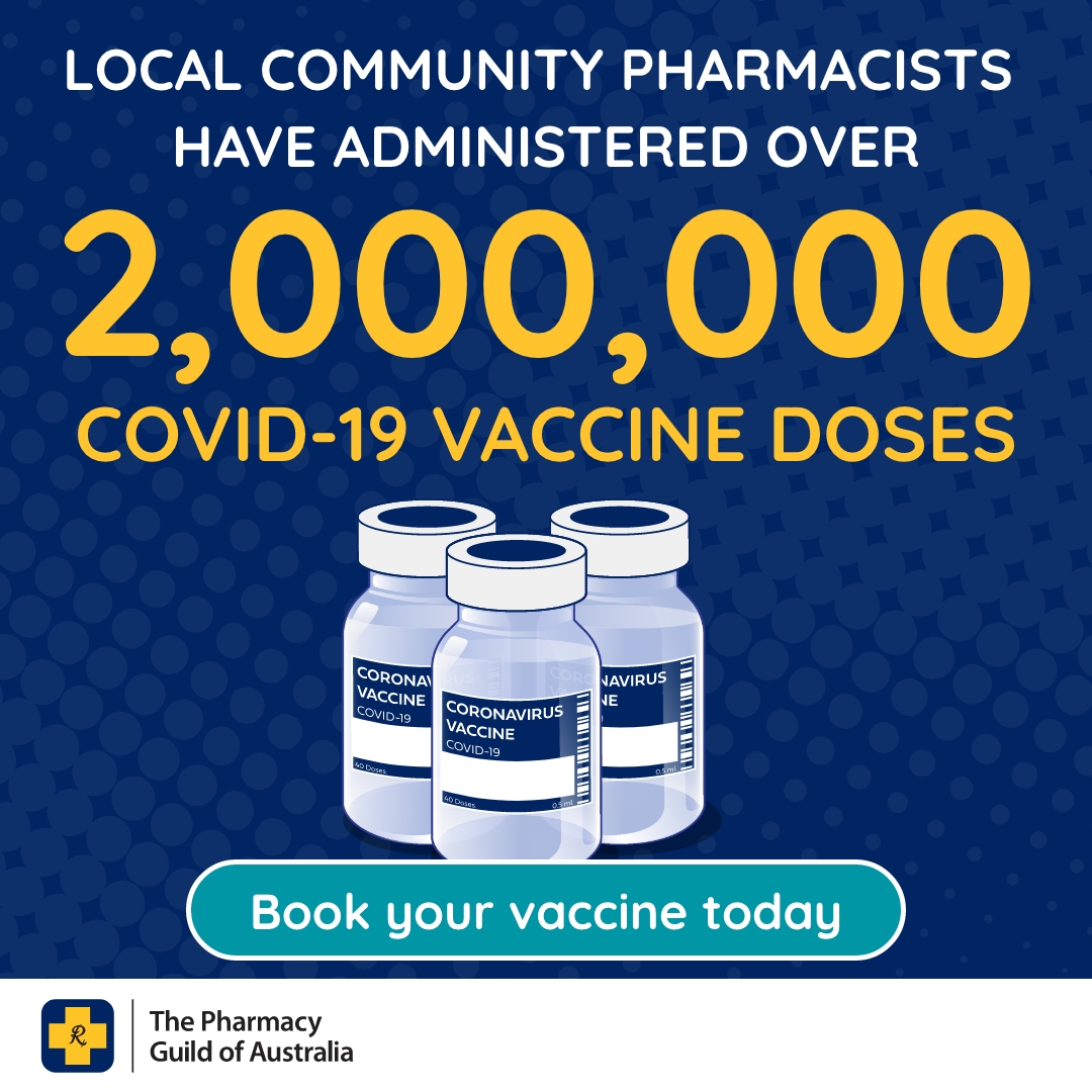 Australia: Community pharmacies across Australia have delivered more than 2 million COVID-19 vaccinations #community pharmacy @PharmGuldAus <a href="/PharmacyGuildNZ/">Pharmacy Guild</a> <a href="/IrishPharmacy/">Irish Pharmacy Union</a> <a href="/Farmaceuticos_/">Consejo General Colegios Farmacéuticos</a> <a href="/NPA1921/">National Pharmacy Association</a> <a href="/CommPharmacy/">NCPA</a> <a href="/PGEU/">PGEU</a> <a href="/healthgovau/">Australian Dept of Health, Disability and Ageing</a> loom.ly/-19c7ss