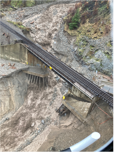From a forestry chat I'm in: "This washed out section of the Trans Canada in the Thompson River Canyon has extensive clearcutting in the watershed above it." 
#BCForestry #OldGrowth #FairyCreek #bcpoli