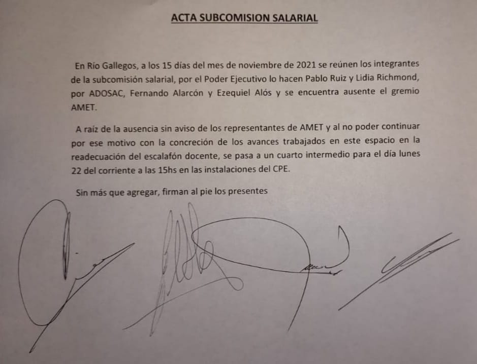 AdosacG's tweet photo. 📄Acta de la reunión de subcomisión salarial del día de la fecha. En la misma solicitamos la postergación debido a la ausencia del otro sindicato. https://t.co/kRDb0K1M8R