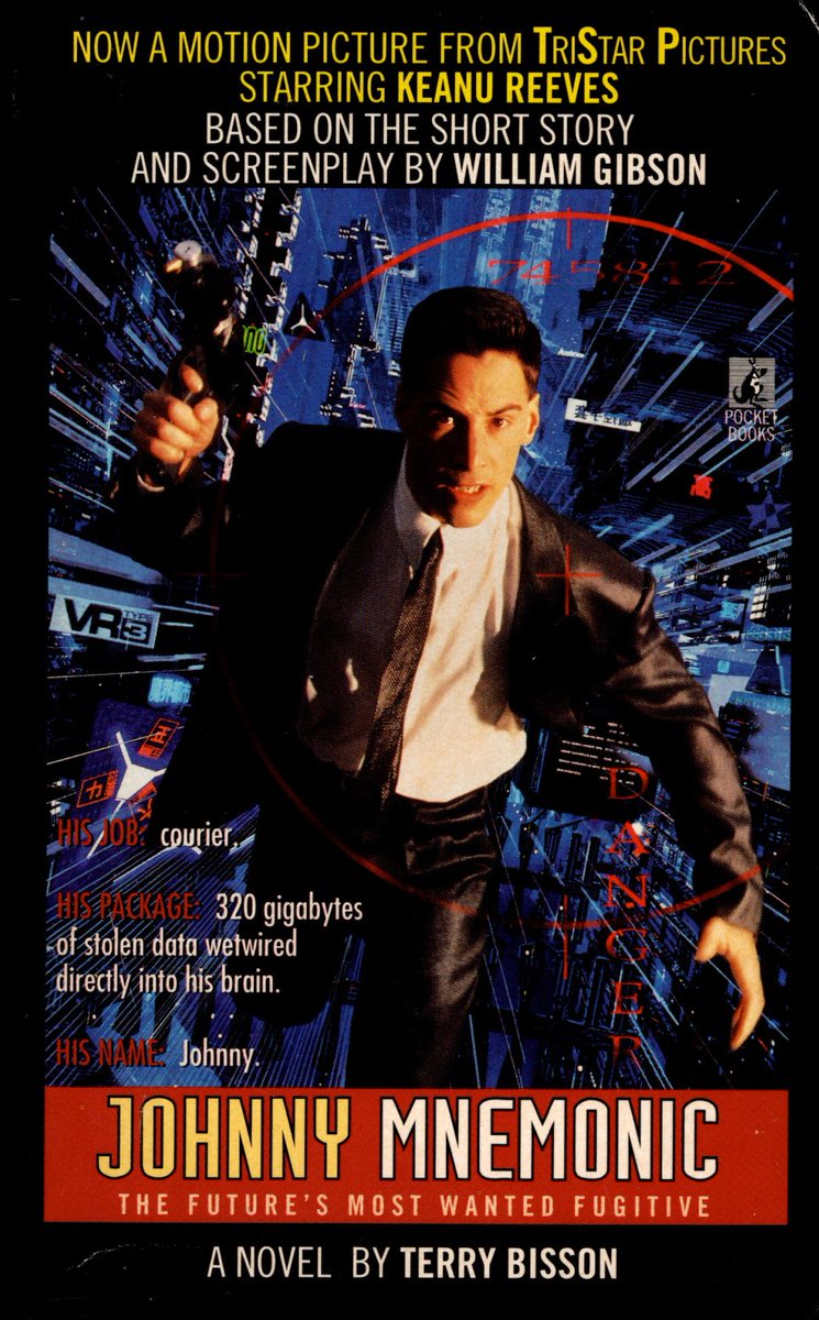 cinemabooknerd's tweet photo. "I'm a courier," Johnny explained. "What they call a mnemonic courier."
"Like 'demonic'?"
"*Knee*-monic. Means memory."
#JohnnyMnemonic #TerryBisson #Novelization #KeanuReeves https://t.co/HbL6y5iEvS