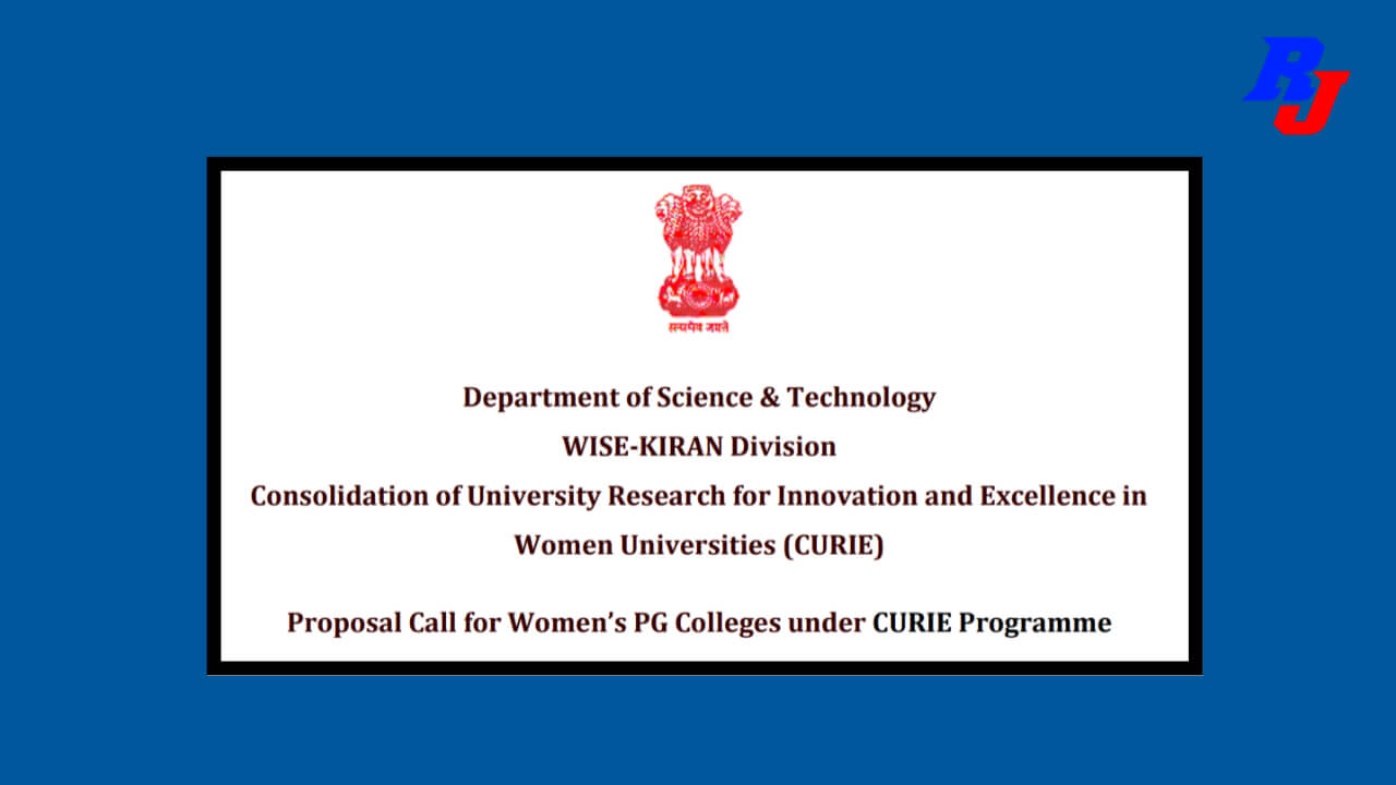 DST Proposal Call under CURIE Programme for promoting R&D activities