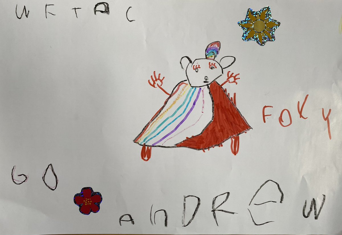 andr3w's tweet photo. the 4 year old daughter of @Feinberg1Matt made this for me 🥲 and so i promise to keep going ☺️ https://t.co/XIIwB3rDEC