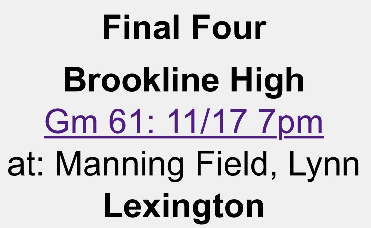 BoysLexington's tweet photo. 1/2 Lexingtonians!! Our Varsity Minutemen play the MIAA D1 Soccer Semifinal vs. #9 seed Brookline this Wed @ 7PM at Manning Field in Lynn. Your energy &amp; support fuels us like nothing else so come cheer us on!!! Buy your tickets here: https://t.co/u8gQCZcxfm #GoLex #LexGo #RollLex https://t.co/1imKzrcFu7