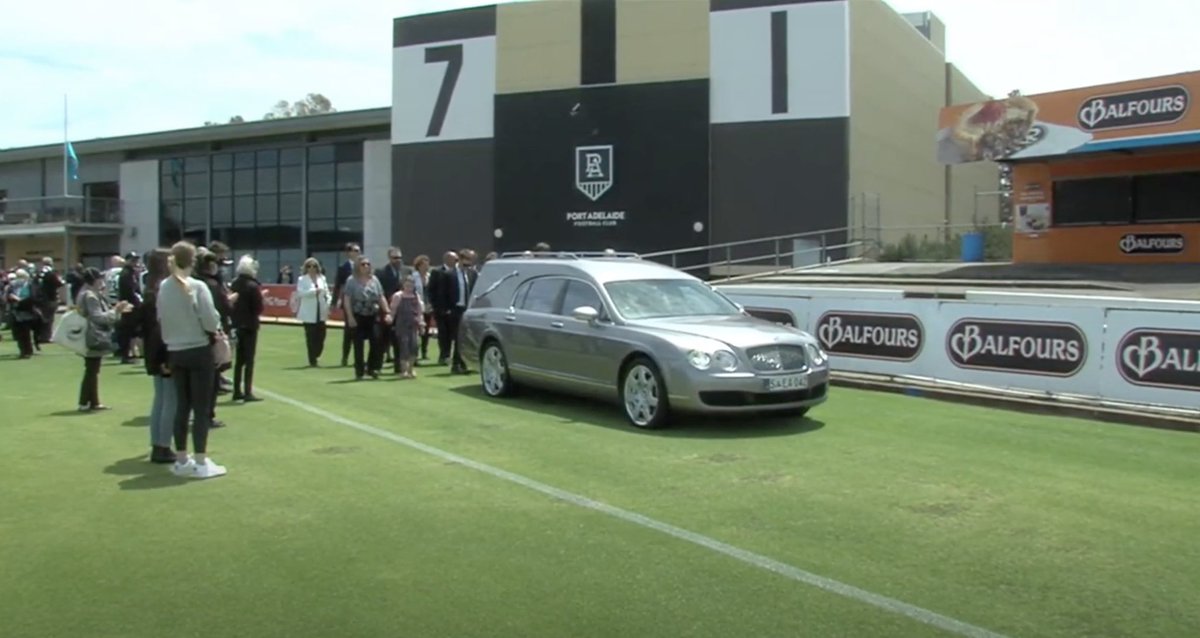 ATGAuslan's tweet photo. Beautiful service. A fitting farewell for Russell Ebert. Love the lap of honour and a guard of honour at Alberton Oval, a perfect send off to the great man. 

We just want to say thanks to @sagovau &amp; @PAFC for providing an Auslan interpreter for the Deaf community. 

RIP Russell. https://t.co/C0ejmWuwPq