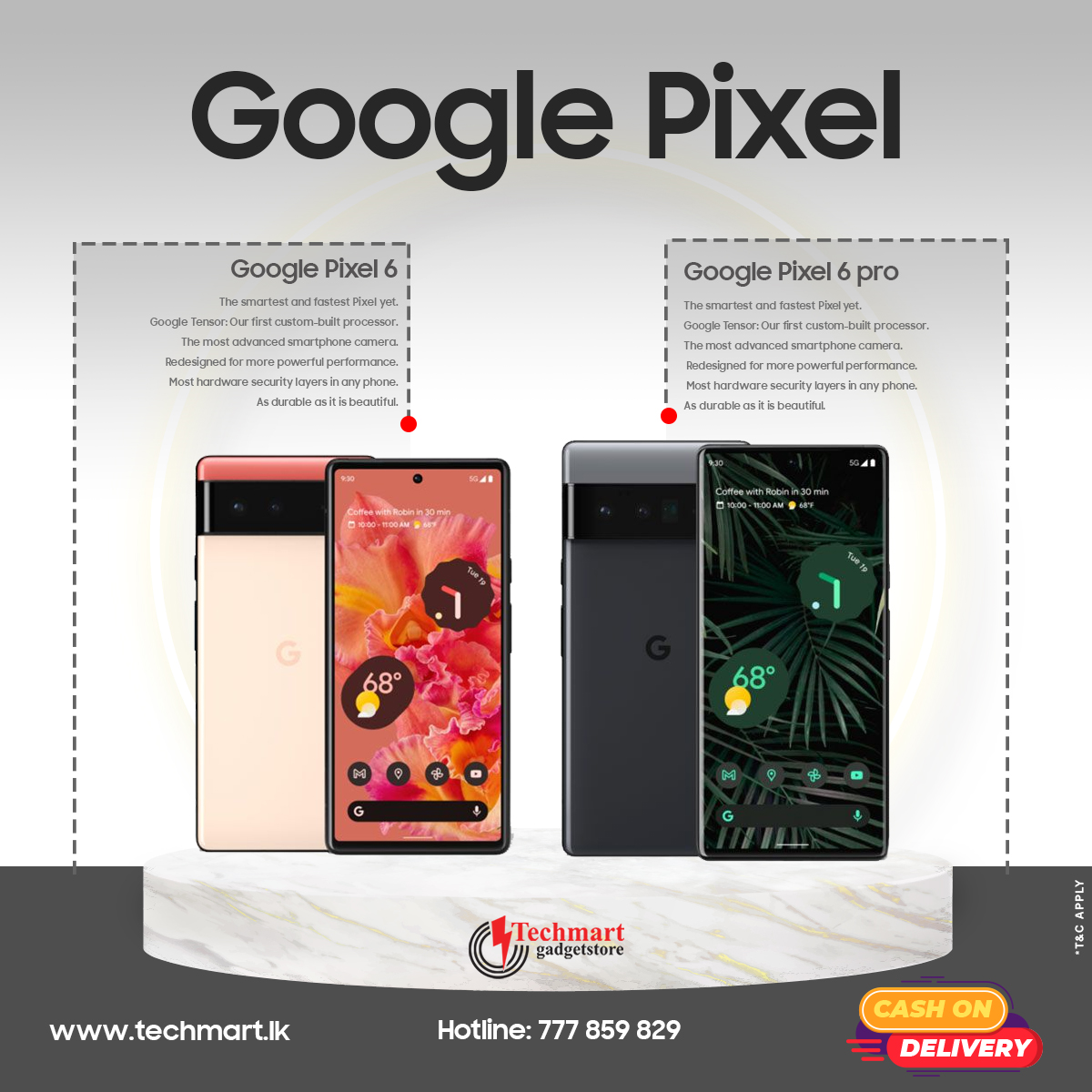 techmartlk's tweet photo. t's a brand new chip designed by Google specifically for Pixel. It contributes to the Pixel 6 and Pixel 6 Pro being the fastest, smartest, and most secure Pixel phones yet.

#Pixel6 #pixel6pro #Pixel6Series #łka https://t.co/tXfoi6Jxqo