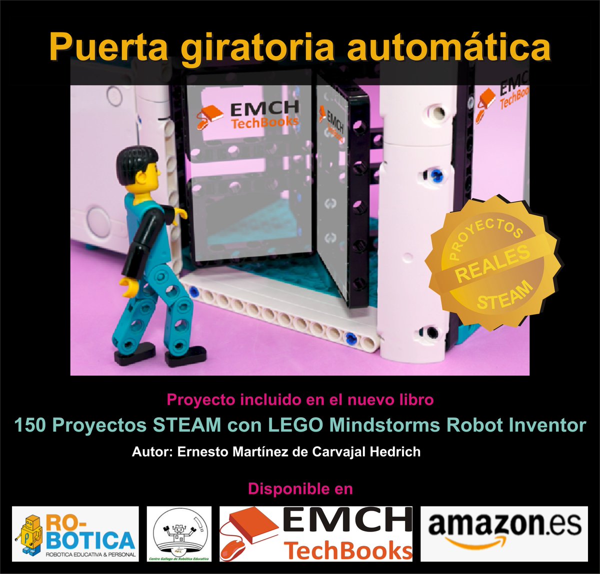 emartinezch57's tweet image. Proyecto STEAM &quot;Puerta giratoria automática&quot; incluido en el libro &quot;150 Proyectos STEAM con LEGO Mindstorms Robot Inventor&quot; #legomindstorms #emchtechbooks #roboticaeducativa
