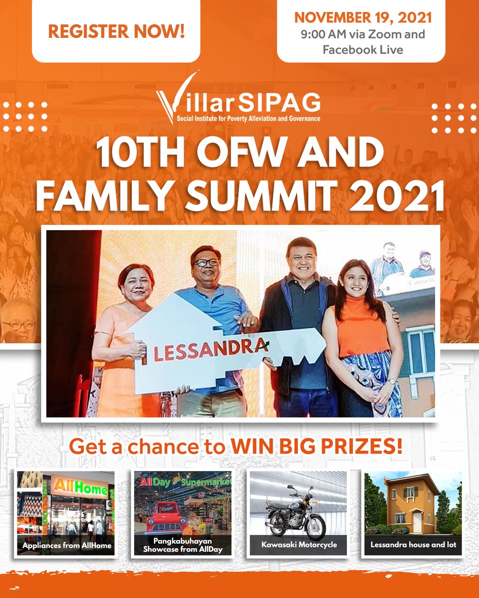 lessandraonline's tweet photo. Get a chance to win a Lessandra house and lot, and big prizes, by joining online the 10th OFW and Family Summit 2021 this Friday, November 19, 2021!

Register now for free at https://t.co/tMqTAKKS9u

#OFWandFamilySummit2021 #LandingGreatReturns #AngatKaDitoSaLessandra https://t.co/lGHjoEXqWy