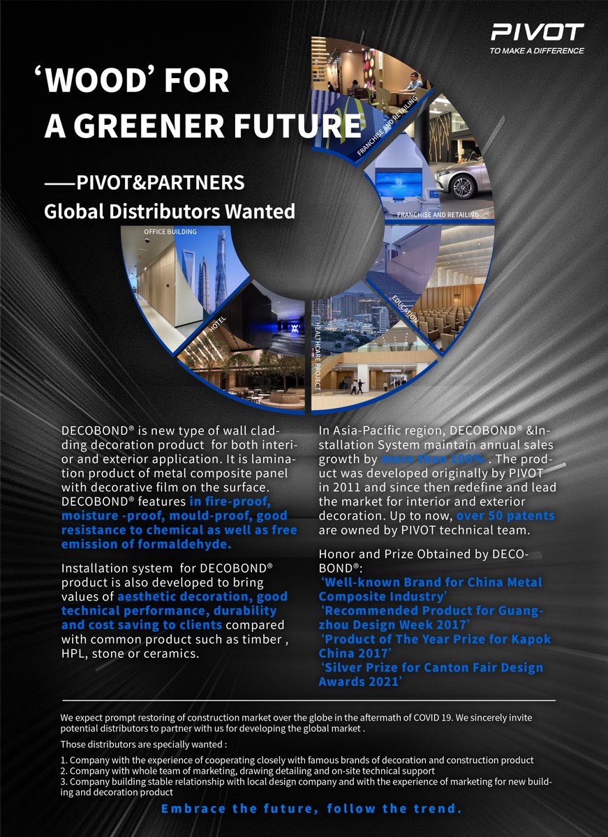 PivotDecor's tweet photo. We expect prompt restoring of construction market over the globe in the aftermath of COVID 19. We sincerely invite potential distributors to partner with us for developing  the global market . https://t.co/vqpm0bLO9l