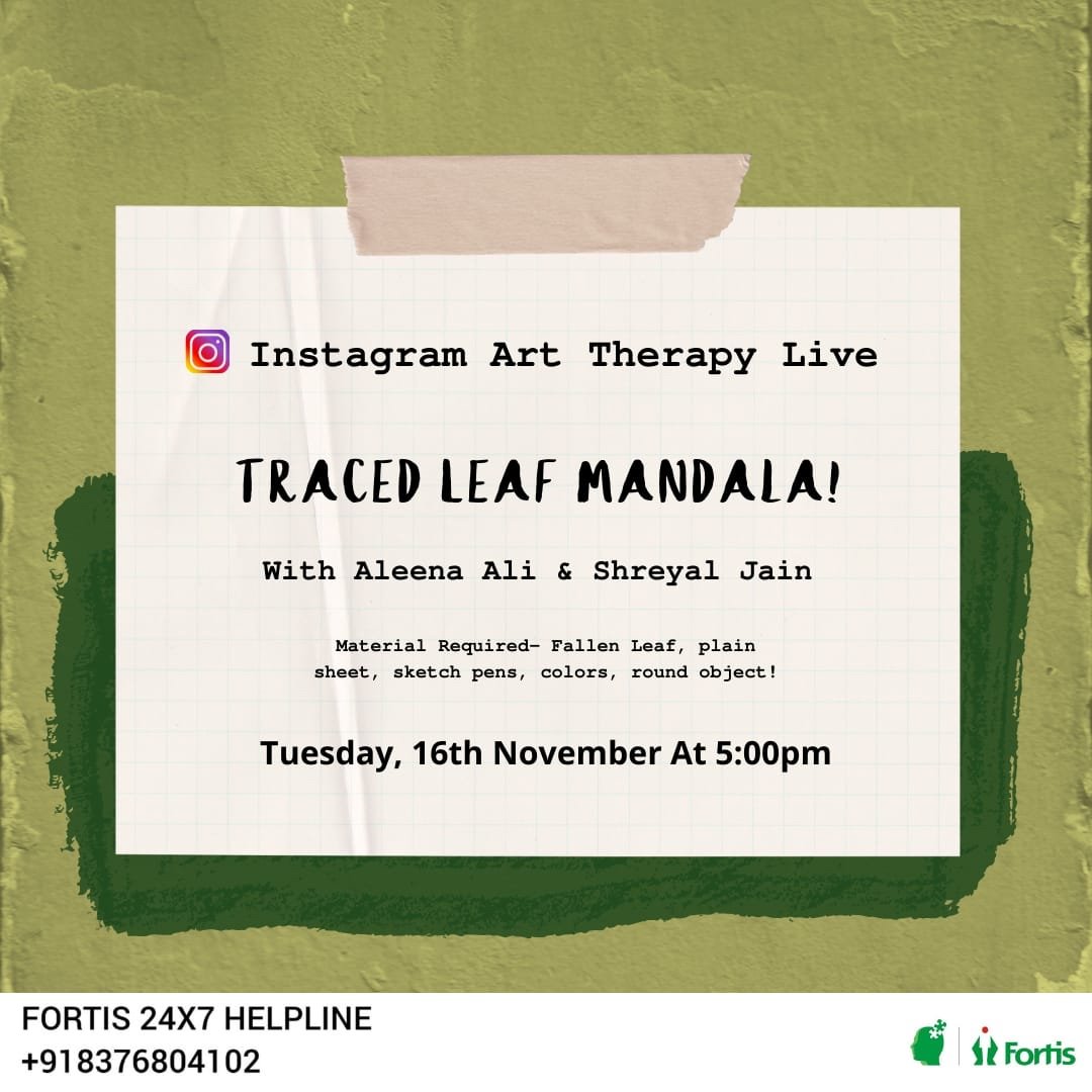 fortis_mhbs's tweet photo. Join the #instagram #Live with @ShreyalJain97 and @aleenali01 on Tuesday 16th November at 5:00pm at https://t.co/pqqam8Bc2X 

 #ExploreArtTherapy #mindspace https://t.co/Us8vbZmd8u