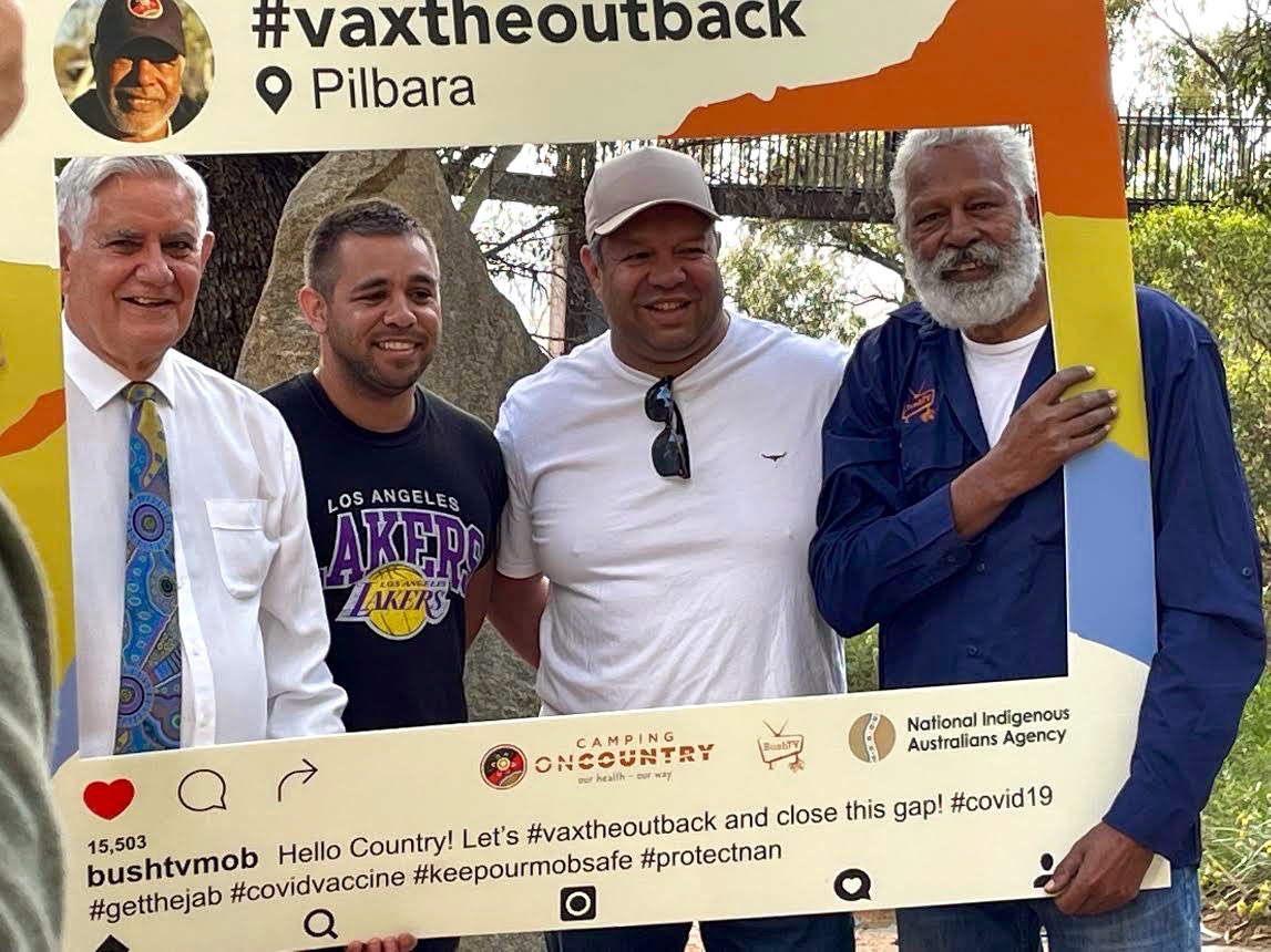 bushtvmob's tweet photo. Very proud to be hitting the road with #vaxtheoutback campaign to rapidly increase vax rates for our remote mob in WA.Our borders are opening early next year so now is the time.Ernie #protectnan #keepourmobsafe #CovidVaccine #getthejab #vaxtheoutback #ourhealthourway @KenWyattMP https://t.co/RPwiSvuP77