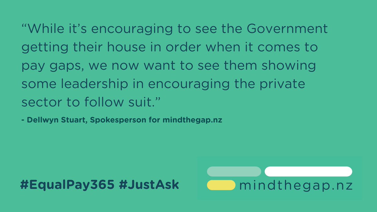 Yesterday, One News (<a href="/TVNZ/">TVNZ+</a>) revealed that NZ's private sector is lagging behind the public sector in closing their pay gaps.

Closing the pay gap requires dedication from all parties; big or small. 

Read the full article here: 1news.co.nz/2021/11/15/pub… 

#EqualPay365 #JustAsk