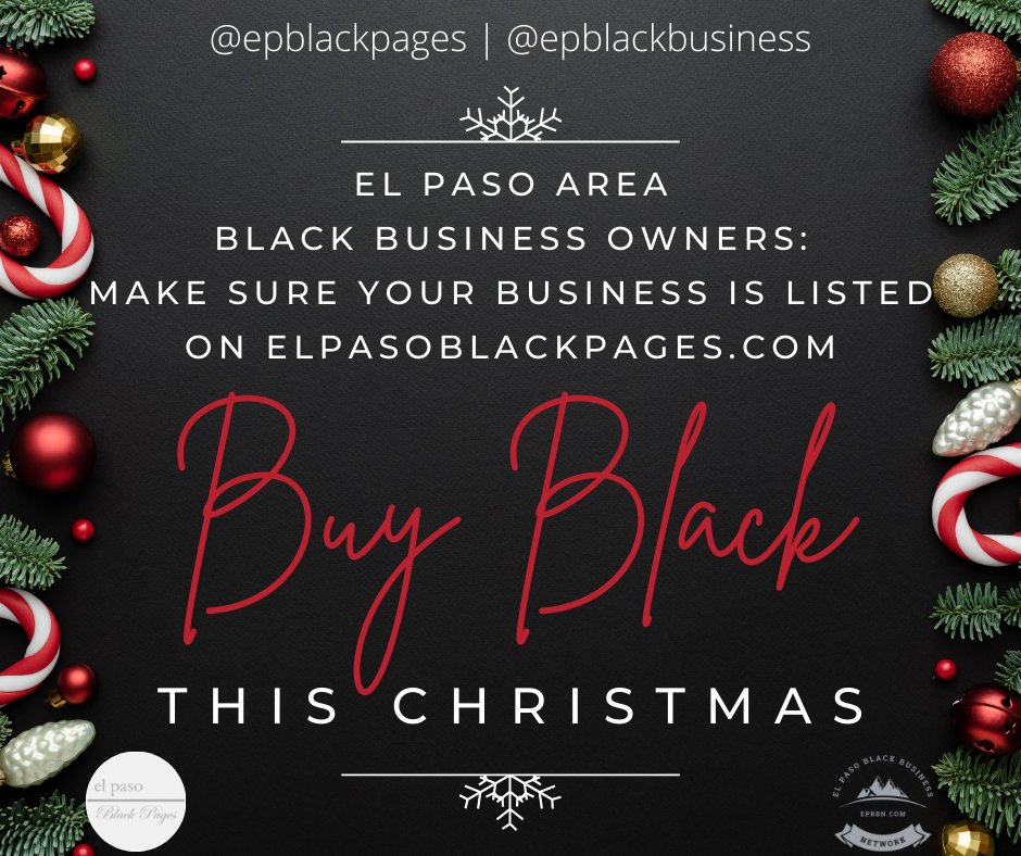 epblackbusiness's tweet photo. #ElPaso #BlackBusiness Owners: Make
sure to list your business on https://t.co/yJPbdiGKpI
@epblackpages El Paso Black Pages. If you have
already submitted a listing but don't see it listed, check
your spam email.
#blackontheborder #elpasoblackbusiness https://t.co/jp2WnSPOZ9