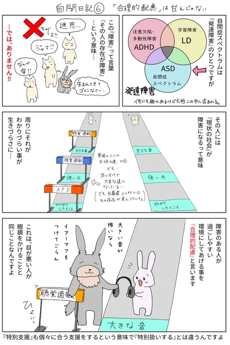 #自閉日記 6【障害】が指すものは?子の障害を受け入れられず辛い道を歩かせてしまった時期を後悔しています。その人「が」障害ではなく、その人「に」障害がある。もっと早くからこの考え方を知っていれば…多くの人にこの解釈を知って欲しいです。#アスの毎日絵日記 #コルクラボマンガ専科 